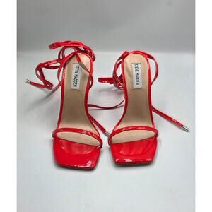 Steve Madden Uplift Red Patent Lace-Up Heels Women’s Size 7 Stiletto Sandals New